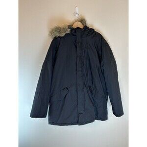 Old Navy Women’s XXL Parka Jacket Coat Black Faux Fur Hood Fleece Lined Winter